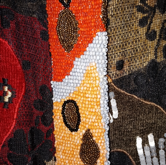 Entice Jacket XL Beaded Velvet Burnout Chenille Patchwork Nordstrom Artsy Blazer - Picture 3 of 8